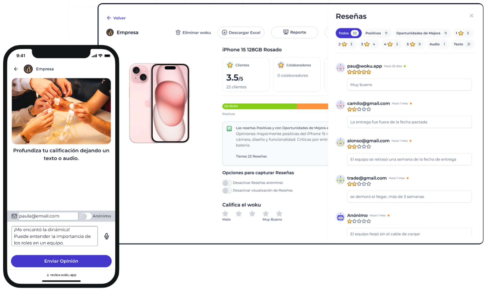 Vista de las interfaces de woku.